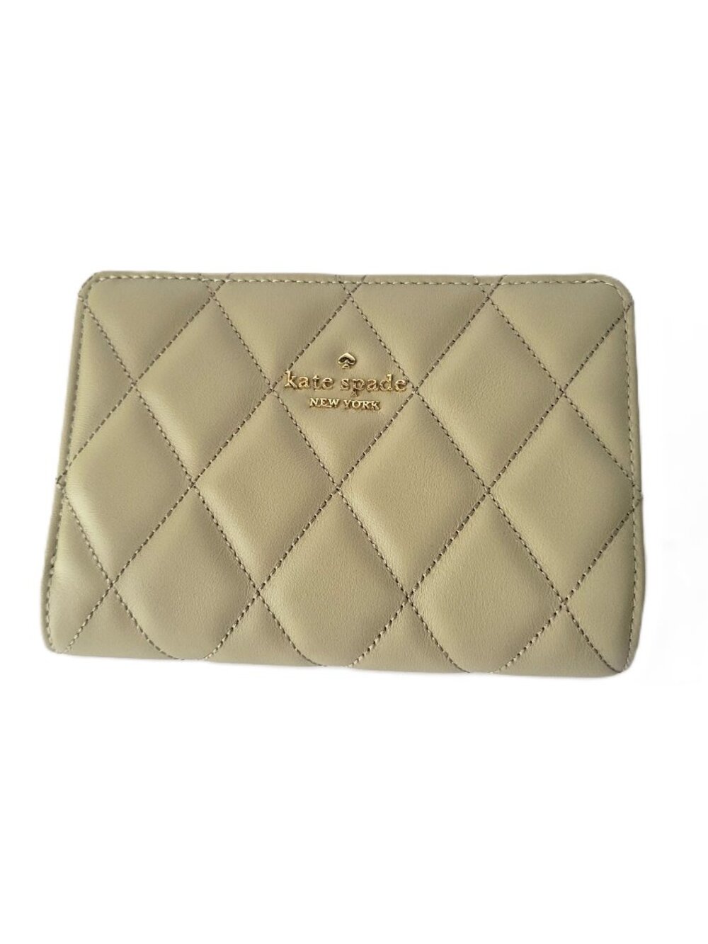 Kate Spade KN755 Smooth Quilted Leather Medium Bifold Wallet Elm